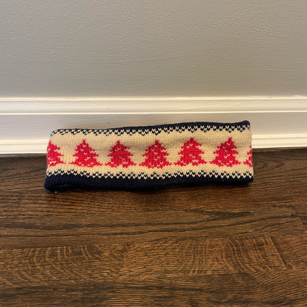 Winter headband. Navy, cream and pink. One size.